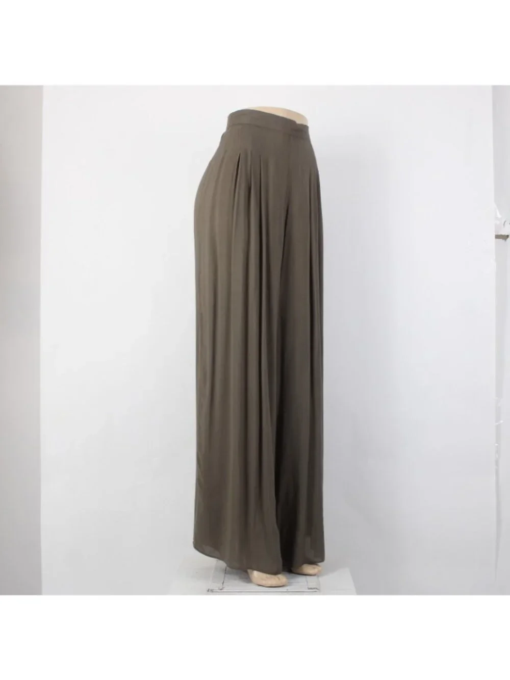 Catwalk Studio Pant $40 Sz L x 31 Moss Green Pleated Sheer Cotton Poly Pant - Picture 4 of 16